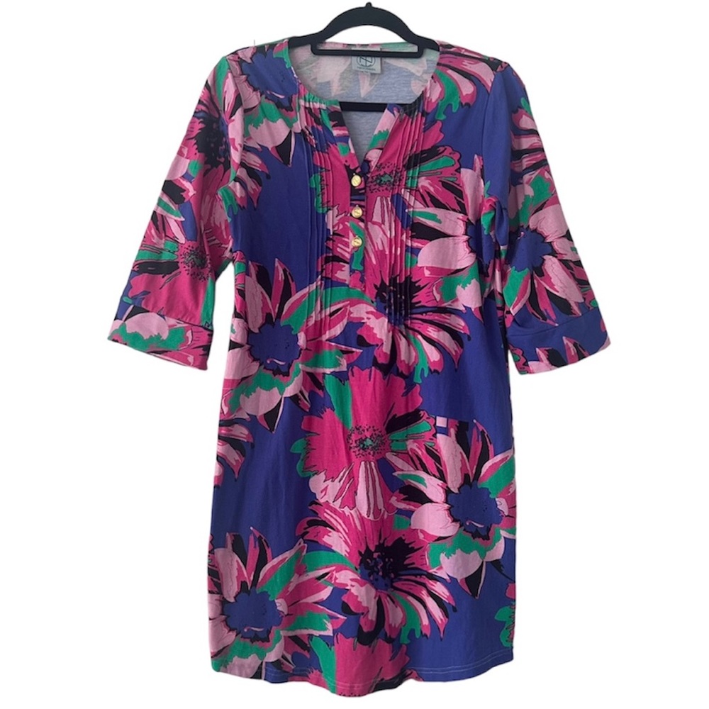 Tracy Negoshian Lexi Dress Floral Garden Size Med 3/4 sleeve Shift dress